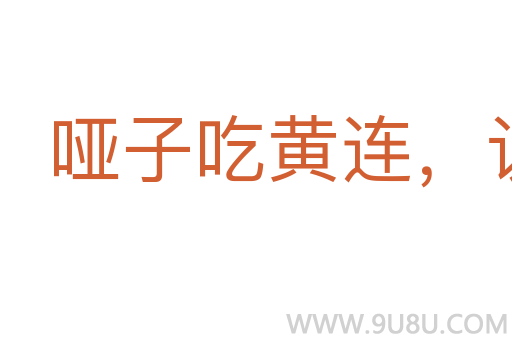 哑子吃黄连,说不出的苦